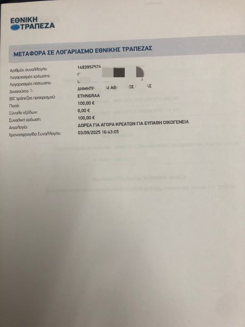 Μηνιαία κατάθεση για την αγορά κρέατος προς συνάνθρωπο μας
